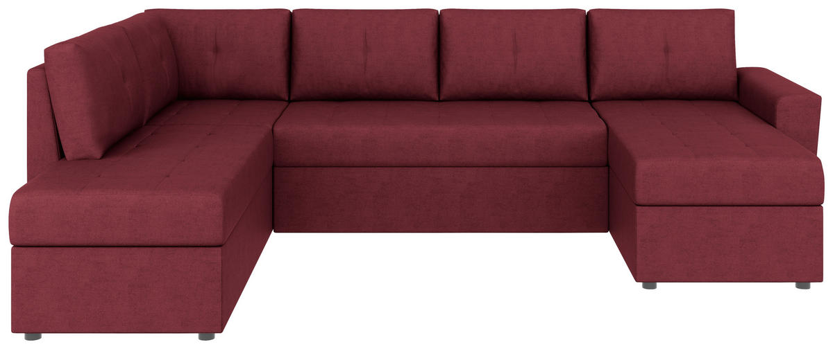 WOHNLANDSCHAFT TERMOLI Rot Jacquard  - Rot/Schwarz, Design, Kunststoff/Textil (155/296/155cm) - MID.YOU