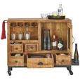 SERVIERWAGEN Naturfarben, Schwarz  100/85/40 cm  - Schwarz/Naturfarben, LIFESTYLE, Holz/Metall (100/85/40cm) - Landscape