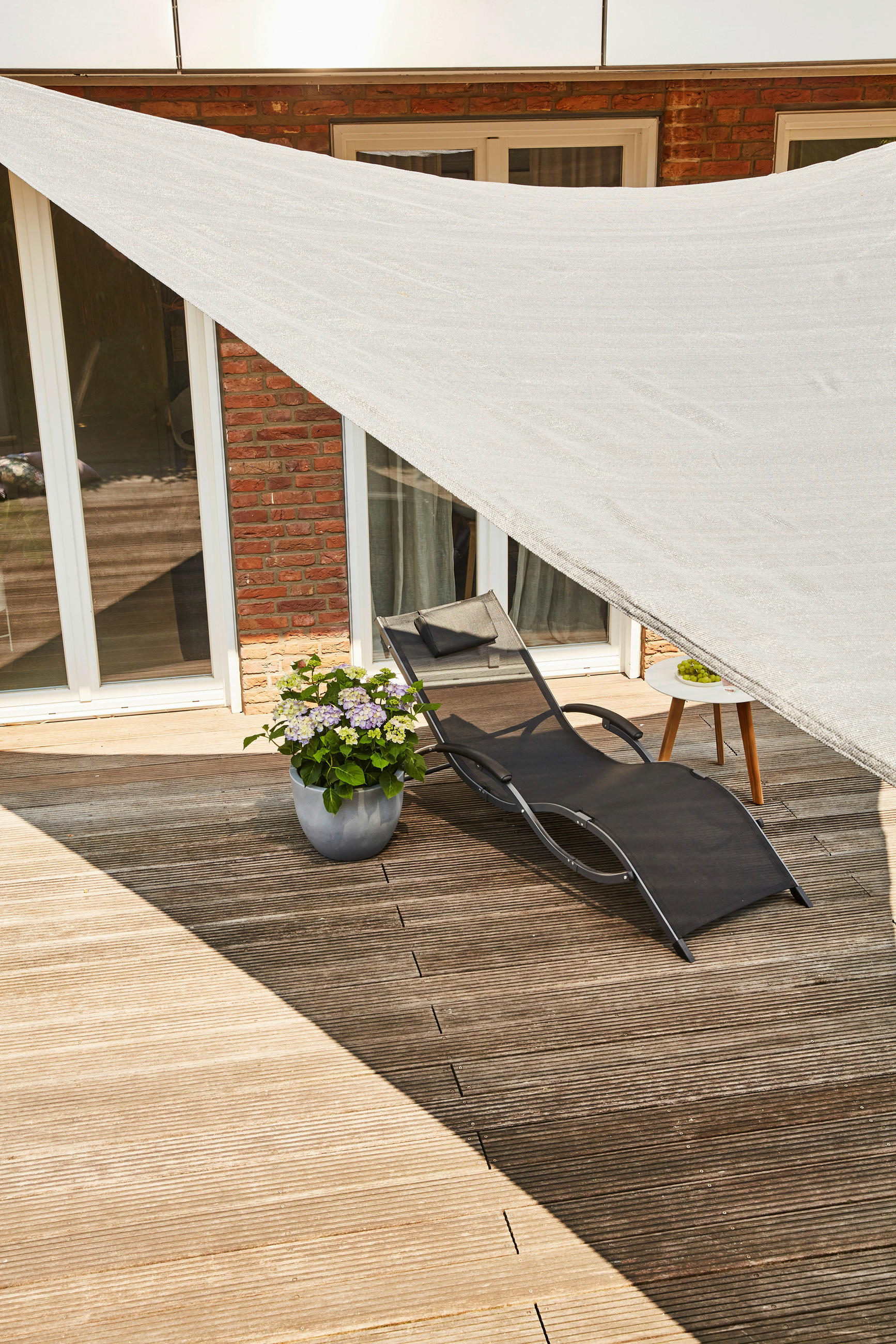 GARTENSONNENSEGEL - Ecru, MODERN, Textil/Metall (360/360/360cm) - Siena Garden