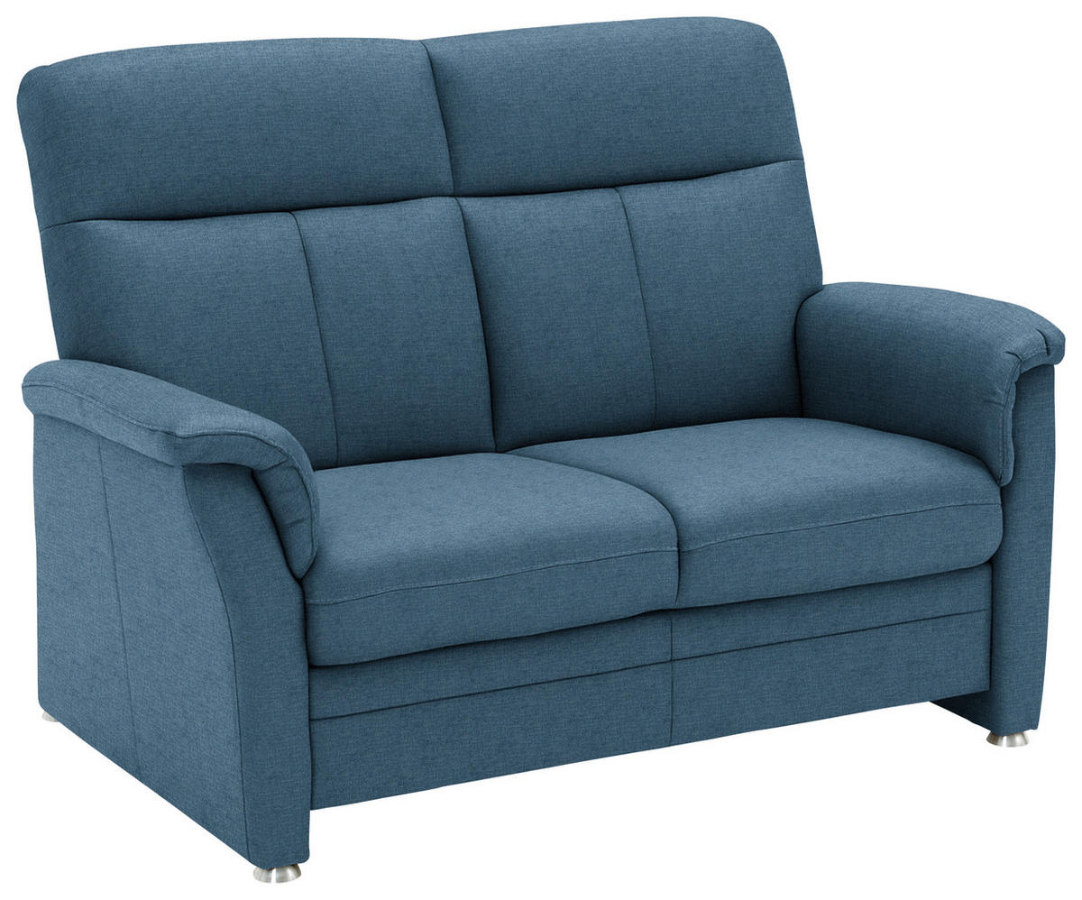 2-SITZER-SOFA Flachgewebe Blau  - Blau/Alufarben, Konventionell, Textil/Metall (142/100/89cm) - Beldomo Comfort