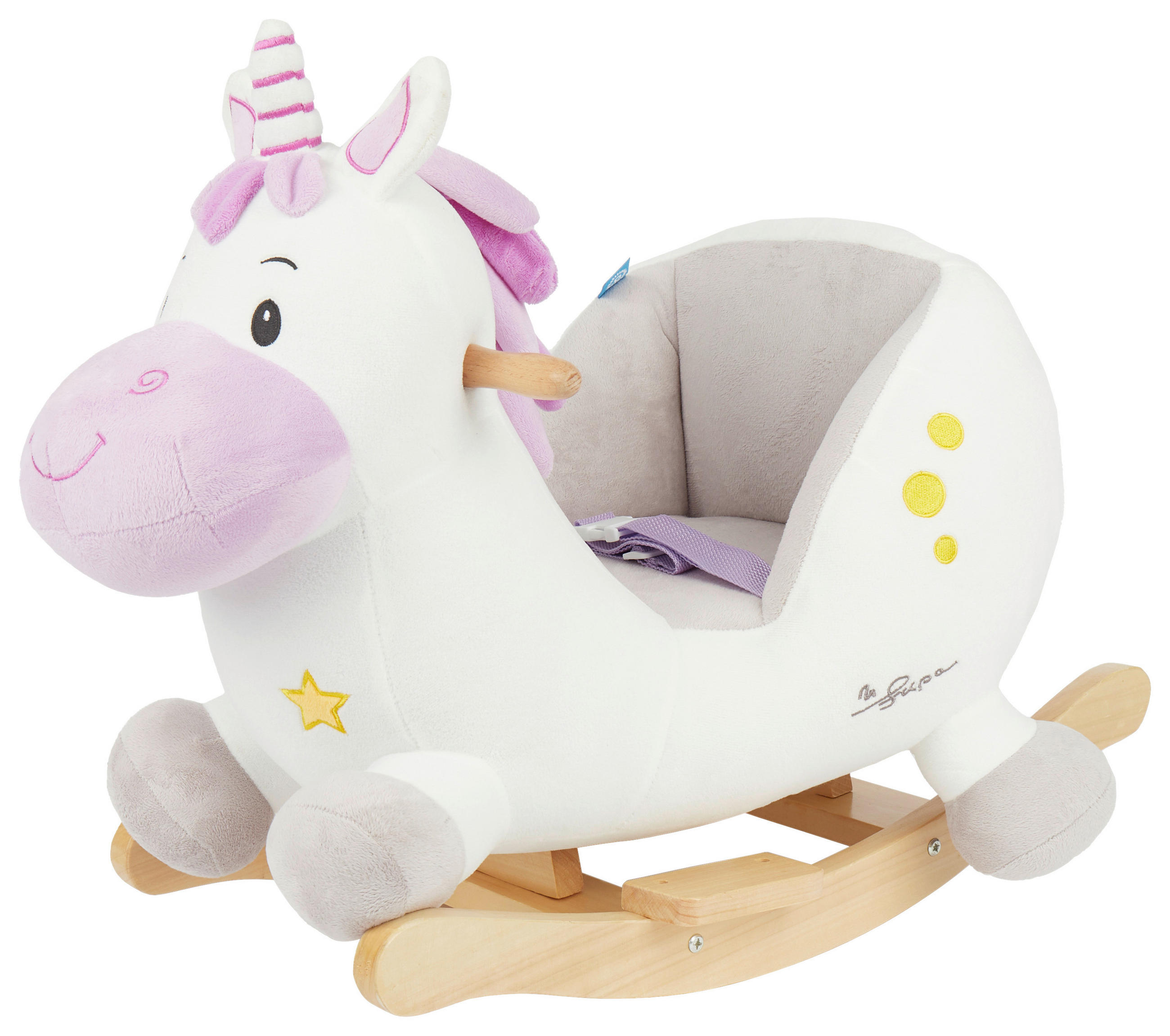 XXXLutz Schaukeltier Einhorn Hörnchen Lila, Natur, Weiß 60x58x33 cm