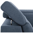 WOHNLANDSCHAFT inkl.Funktionen Blau Webstoff  - Blau/Silberfarben, Design, Textil/Metall (226/320/168cm) - Xora