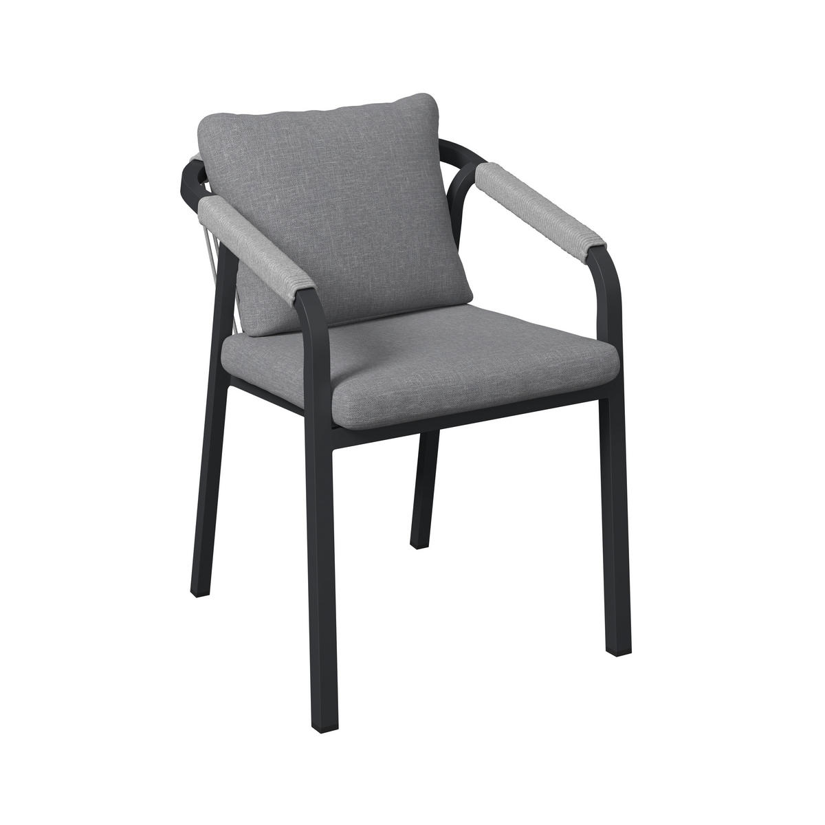 GARTENSTUHL Metall, Textil Anthrazit, Grau  - Anthrazit/Grau, MODERN, Textil/Metall (55/74/65cm) - Ambia Garden