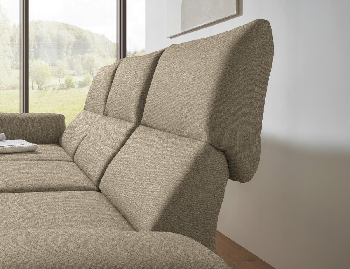 ECKSOFA  in Flachgewebe Hellbraun  175-224/255-365 cm  - Hellbraun/Schwarz, Design, Textil/Metall (175-224/255-365cm) - Dieter Knoll