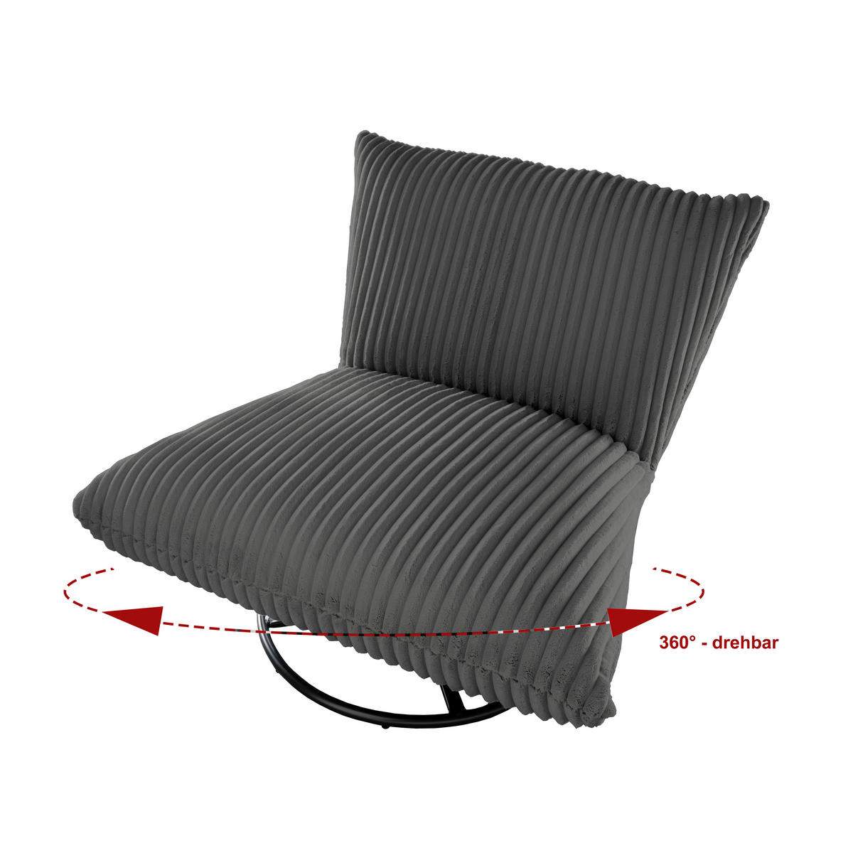 RELAXSESSEL in Textil Anthrazit  - Anthrazit/Schwarz, Design, Textil/Metall (100/78/96cm) - Livetastic