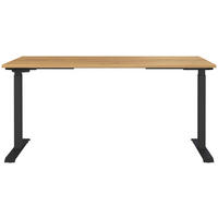 SCHREIBTISCH 160/80/72-118 cm  in Eichefarben, Schwarz  - Eichefarben/Schwarz, MODERN, Holzwerkstoff/Metall (160/80/72-118cm) - Novel