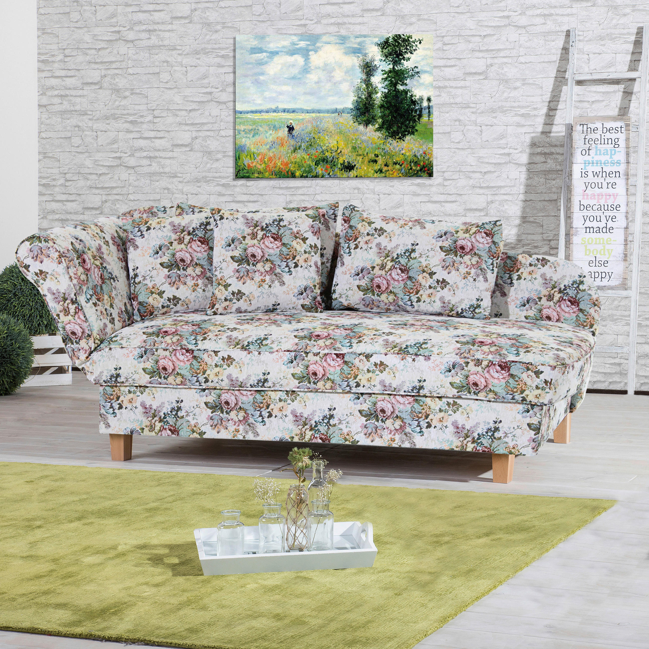 RÉCAMIERE Multicolor Flachgewebe - Nussbaumfarben/Multicolor, Design, Holz/Textil (190/88/82cm) - Max Winzer