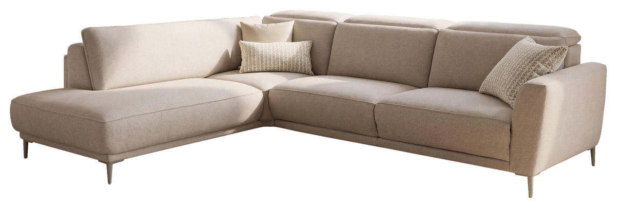 ECKSOFA  Flachgewebe Beige  - Beige, Design, Textil/Metall (230/280cm) - Johann Jakob