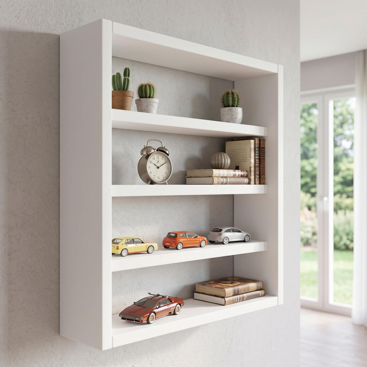 WANDREGAL  - Weiß, Design, Holzwerkstoff (40/40/10cm) - MID.YOU