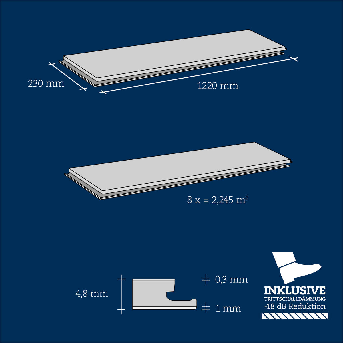 DESIGNBODEN Variant  per  m² - Eichefarben/Eiche grau, Basics, Kunststoff (122/23/0.48cm)