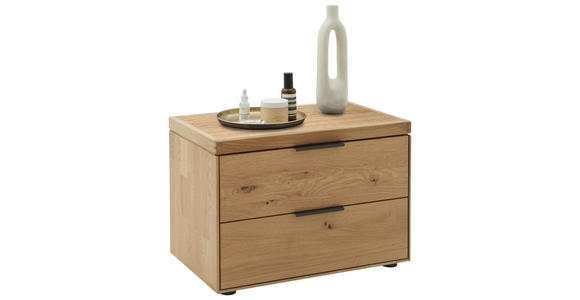NACHTSCHRANK 65/47/44,2 cm Wildeiche massiv  - Wildeiche/Schwarz, Design, Holz/Metall (65/47/44,2cm) - Valnatura