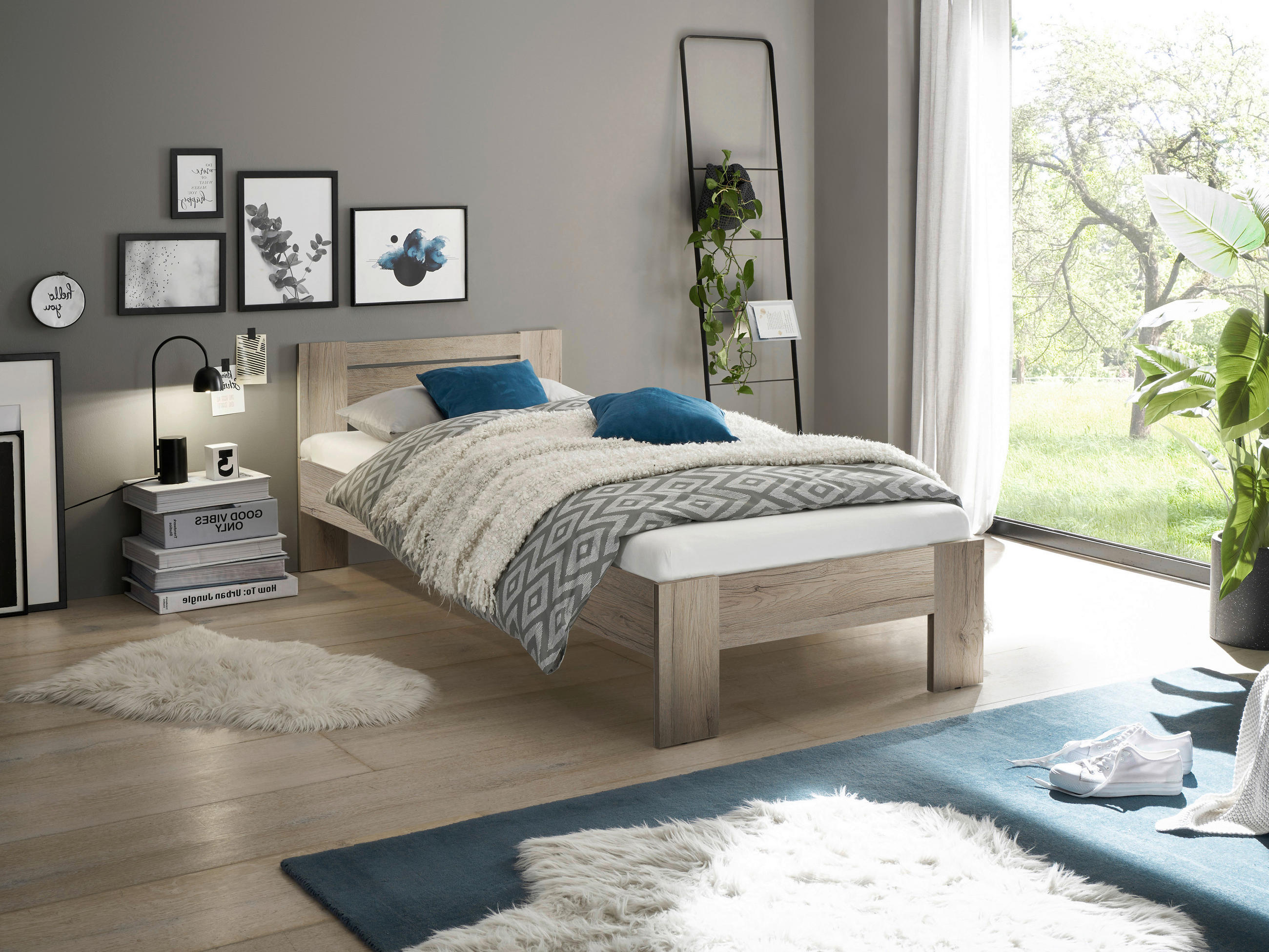 BETT 90/200 cm  in Eiche San Remo  - Eiche San Remo, KONVENTIONELL (90/200cm) - Boxxx
