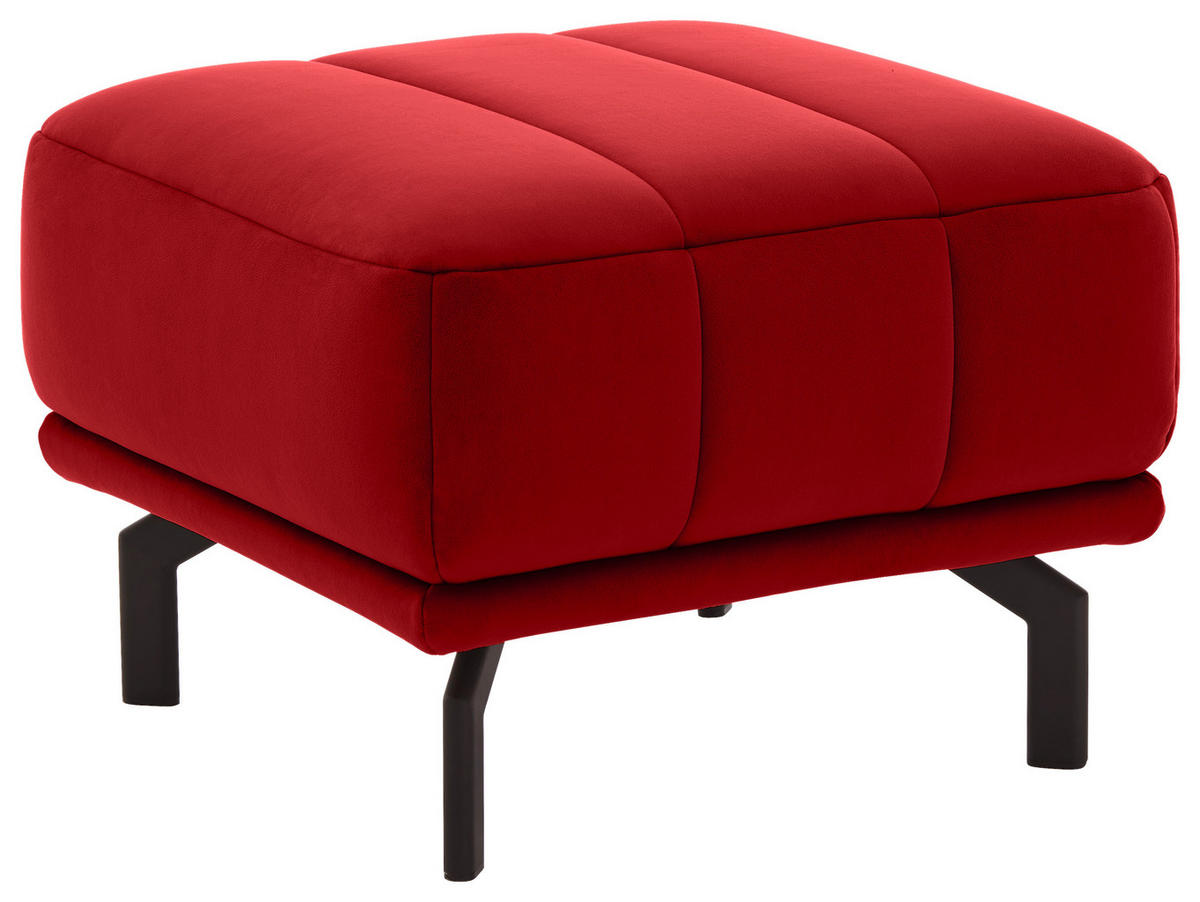 ECKSOFA Rot Velours  - Rot/Schwarz, Design, Textil/Metall (195/293cm) - Beldomo Style