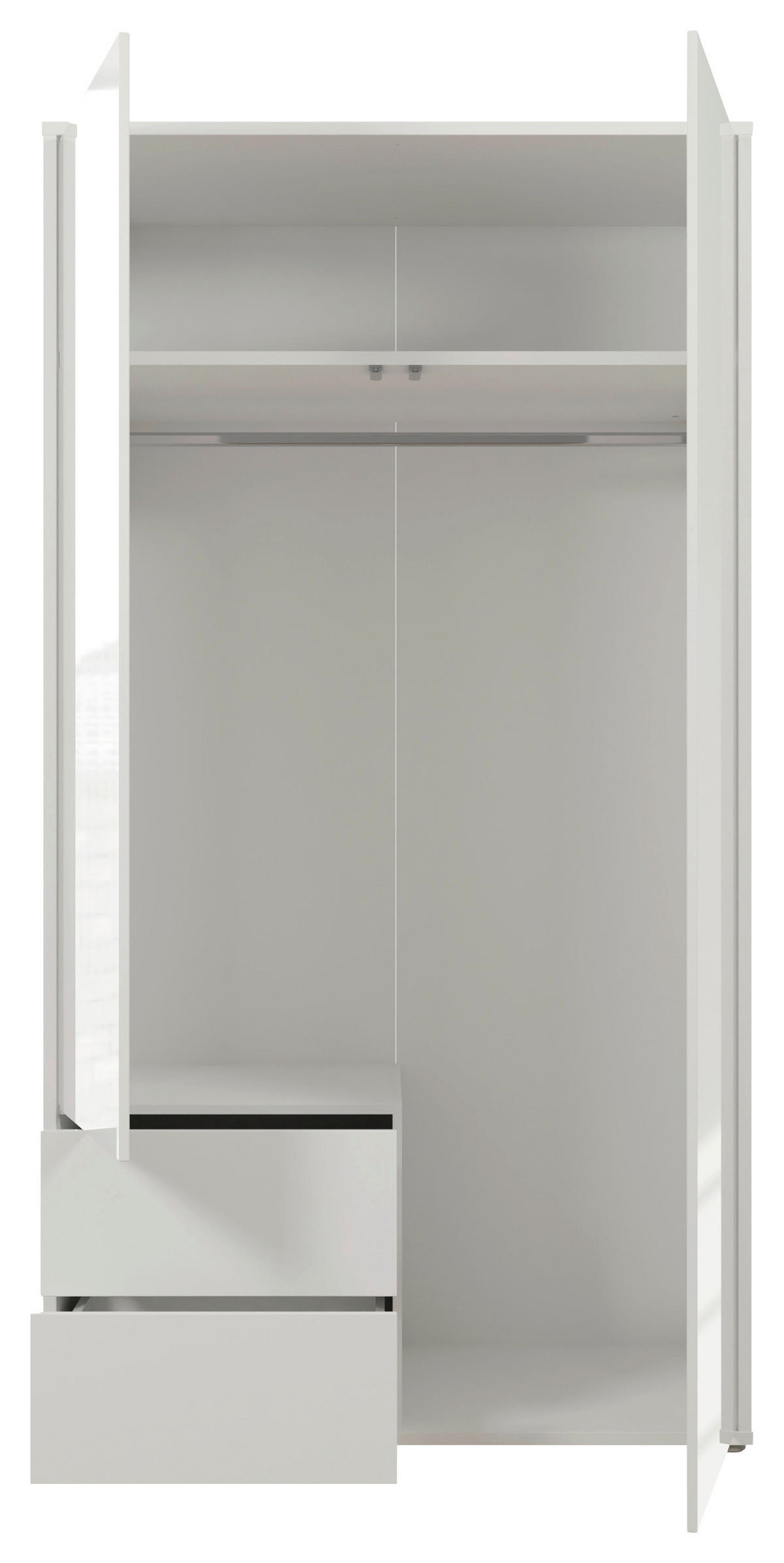 DREHTÜRENSCHRANK 115/214/60 cm,  in Weiß, Weiß Hochglanz, 2-türig  - Weiß Hochglanz/Weiß, Trend, Holzwerkstoff (115/214/60cm) - Carryhome