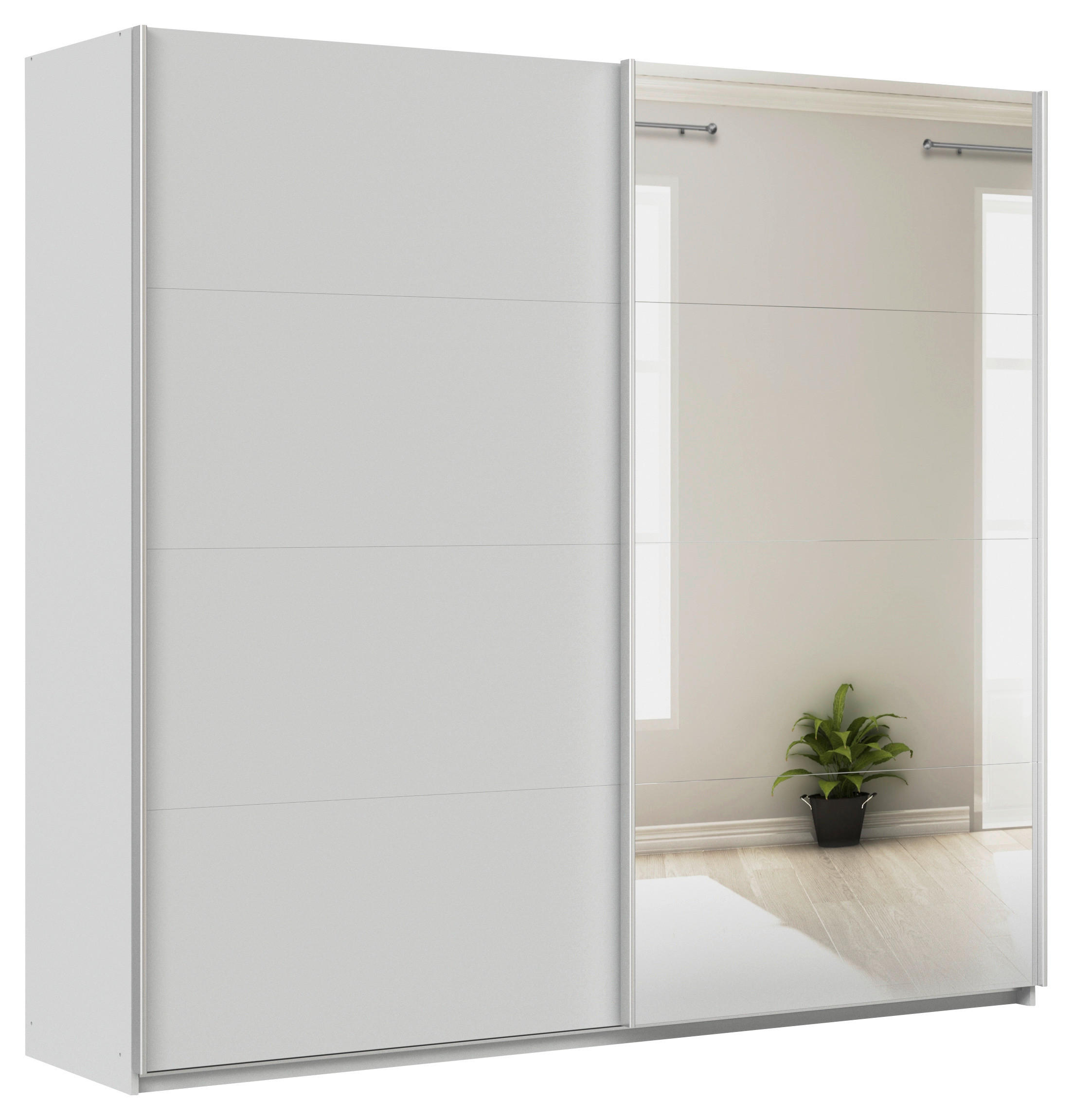 Schwebetürenschrank + Spiegel B: 225cm Feldkirch Seidengrau