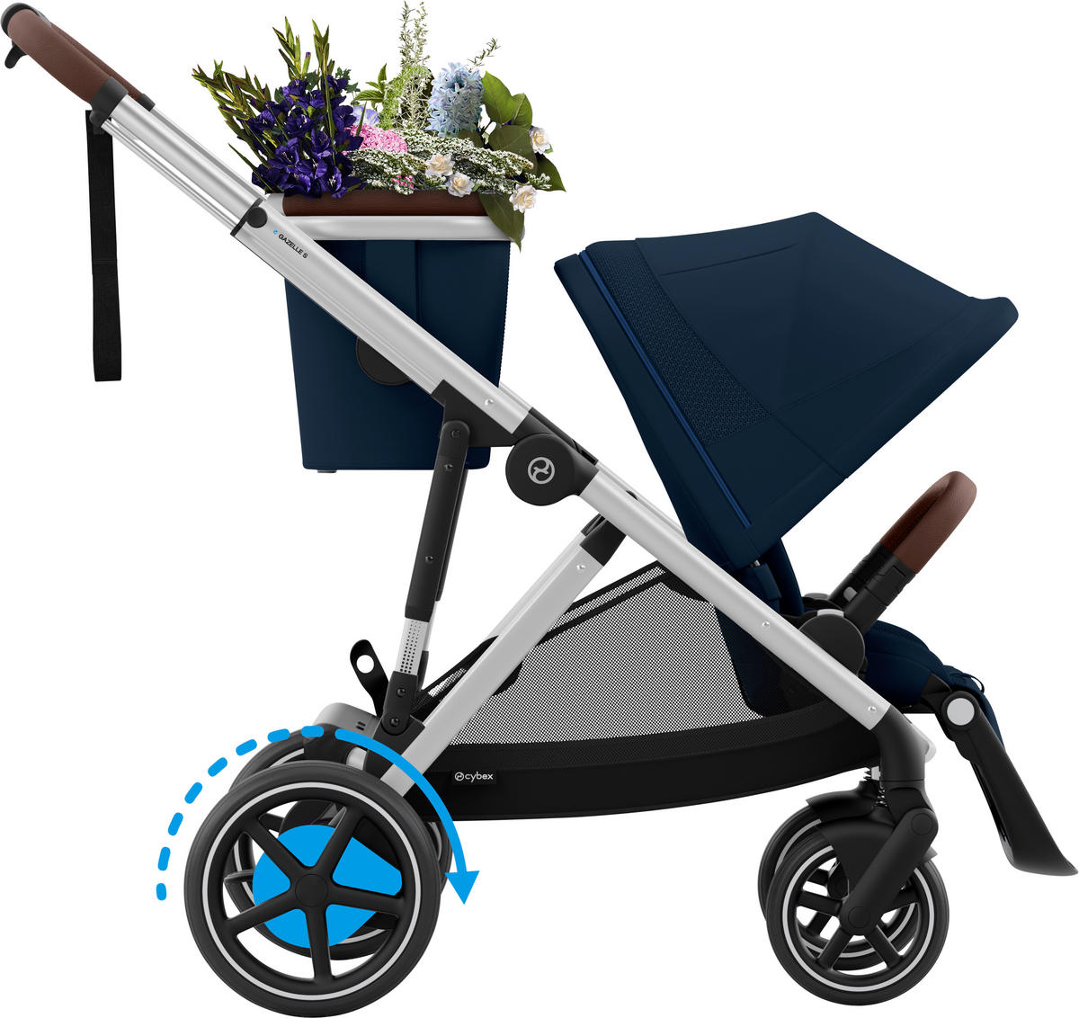 KINDERWAGEN  EGAZELLE S  Ocean Blue  - Silberfarben, Basics, Kunststoff/Metall (94.5/66/100cm) - cybex GOLD