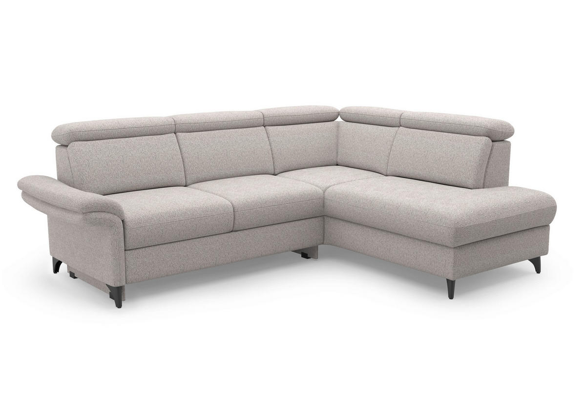 ECKSOFA GLENDALE E in Chenille Silberfarben  247/193 cm  - Silberfarben/Schwarz, KONVENTIONELL, Textil/Metall (247/193cm) - Sit & More