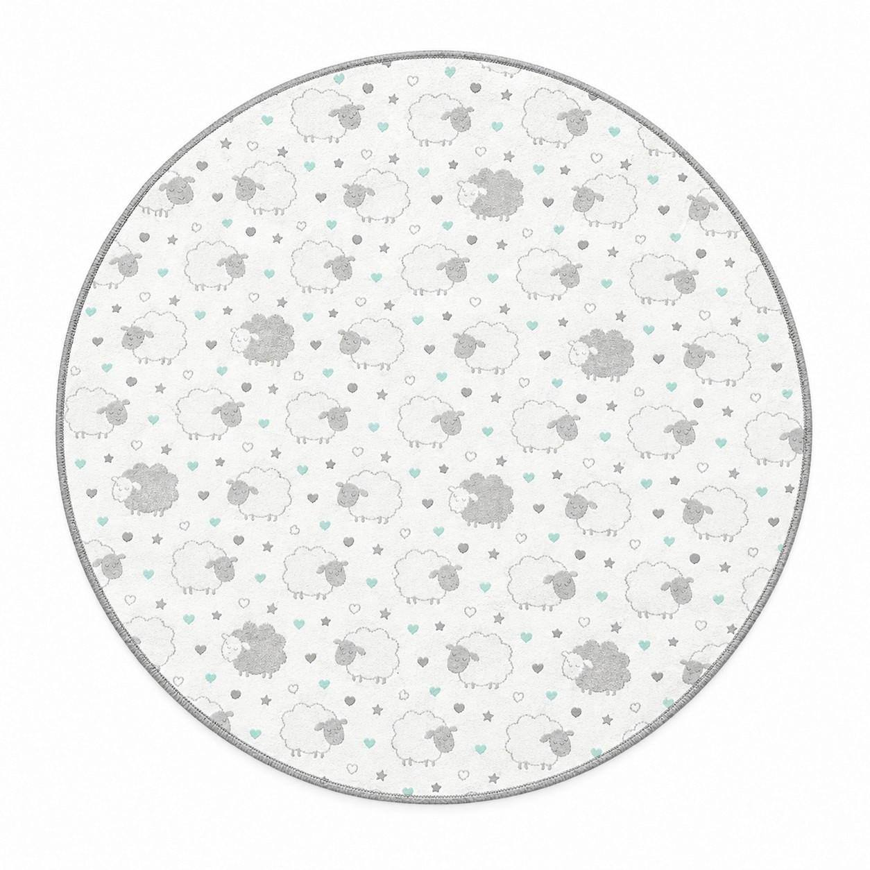 KINDERTEPPICH 150/150 cm Grau, Weiß rund - Weiß/Grau, Basics, Textil (150/150cm)