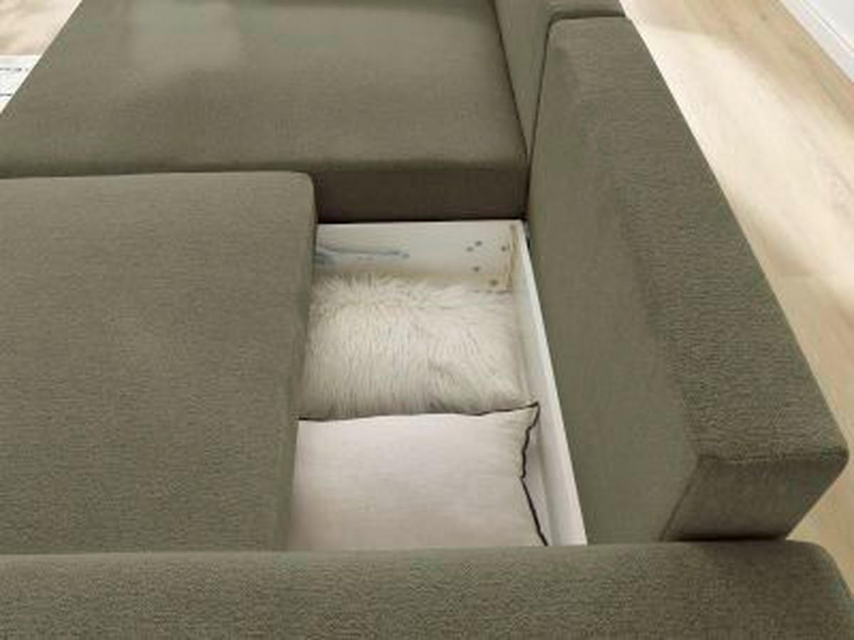 ECKSOFA Ottomane links  ATILLA Grün Flachgewebe  - Schwarz/Grün, MODERN, Kunststoff/Textil (149/244cm)