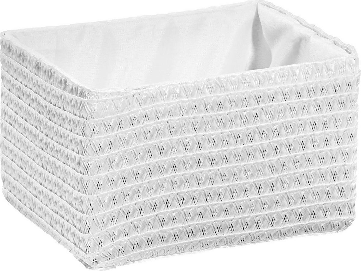 KOŠ DO REGÁLU, bílá - bílá, Basics, textil/plast (19/15/12cm) - Landscape