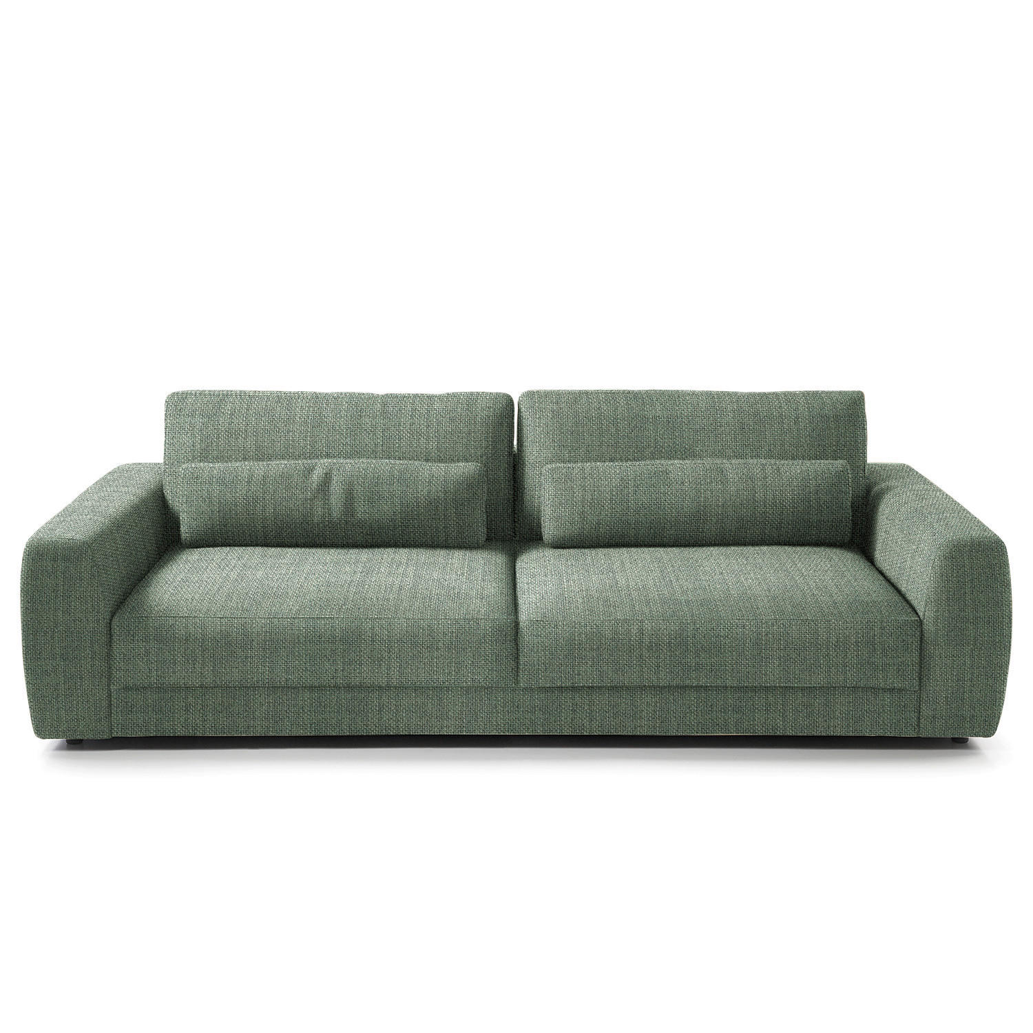 3-SITZER-SOFA in Webstoff Olivgrün  - Schwarz/Olivgrün, Design, Kunststoff/Textil (250/80/117cm) - home24