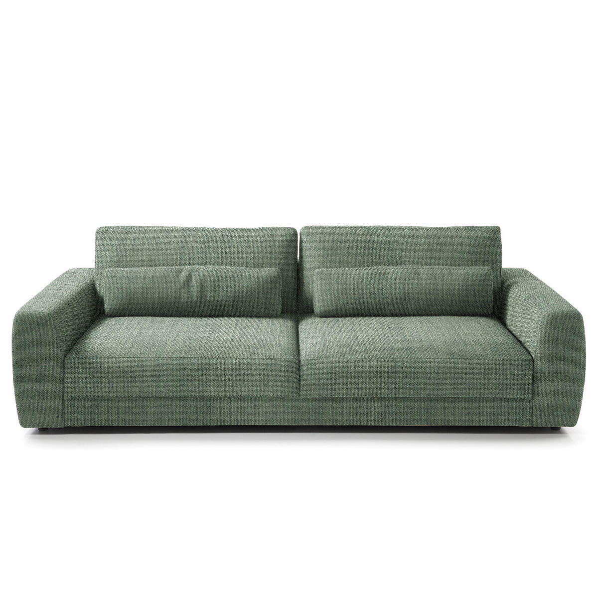 3-SITZER-SOFA in Webstoff Olivgrün  - Schwarz/Olivgrün, Design, Kunststoff/Textil (250/80/117cm) - home24