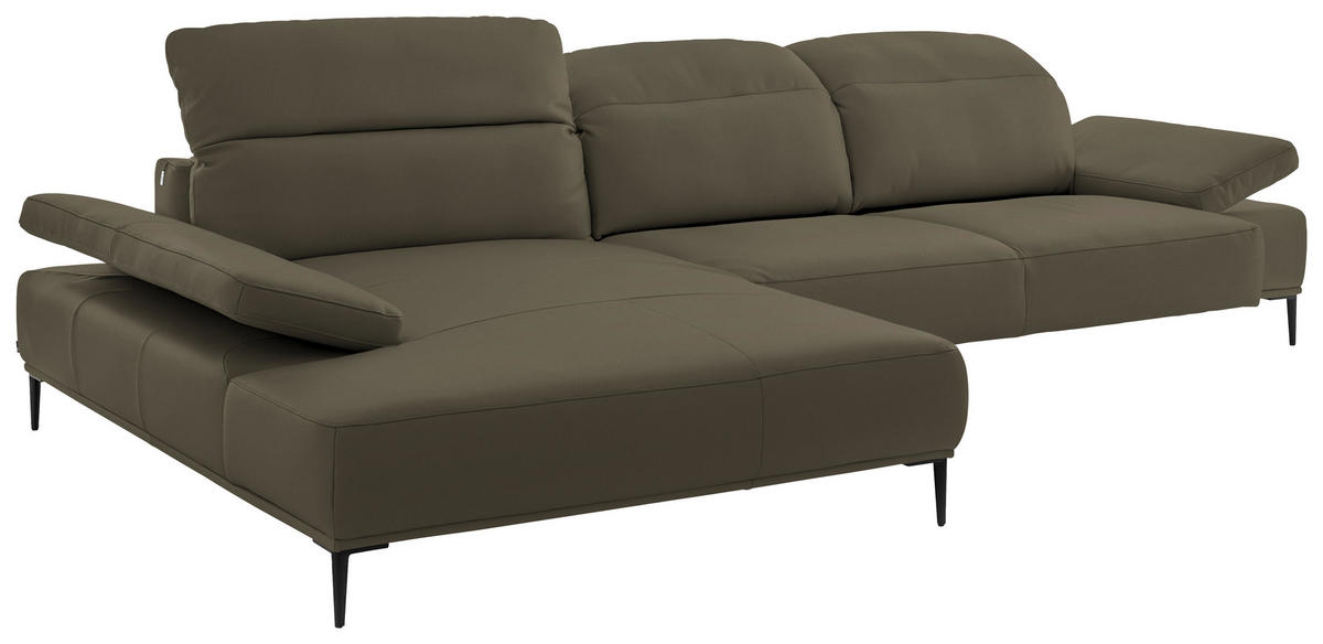 ECKSOFA  in Echtleder Braun  206/322 cm  - Schwarz/Braun, MODERN, Leder/Metall (206/322cm) - Chilliano