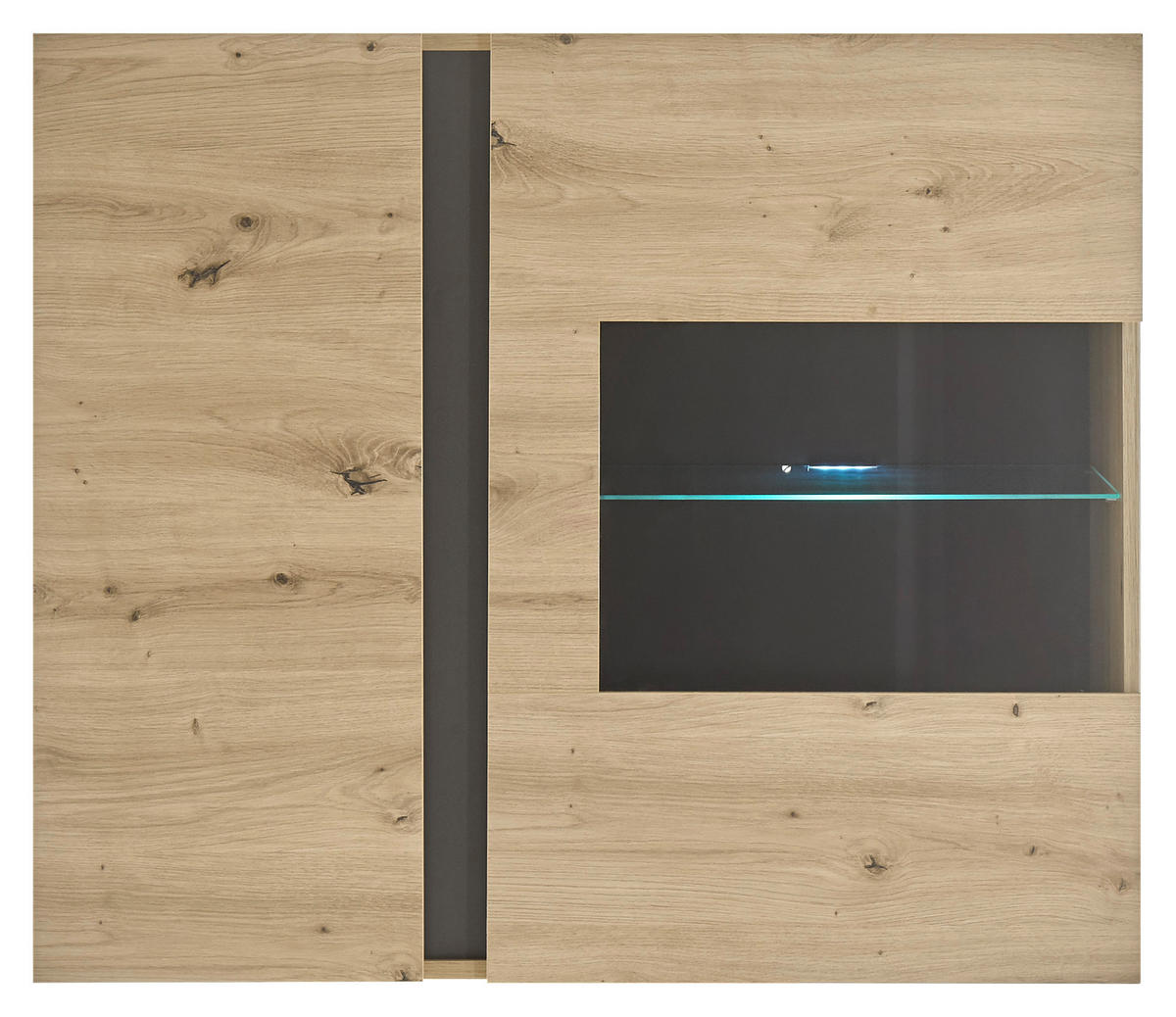 HÄNGEVITRINE in Grau, Eiche Artisan  - Eiche Artisan/Grau, Design, Glas/Holzwerkstoff (97/83/40cm) - MID.YOU