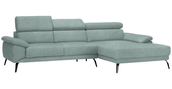 ECKSOFA in Velours Mintgrün  - Schwarz/Mintgrün, Design, Textil/Metall (295/187cm) - Novel