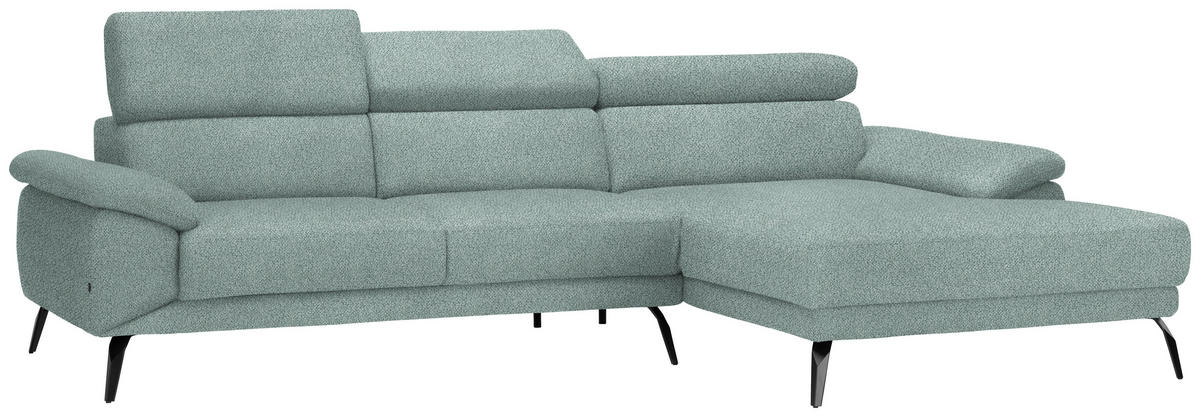 ECKSOFA in Velours Mintgrün  - Schwarz/Mintgrün, Design, Textil/Metall (295/187cm) - Novel