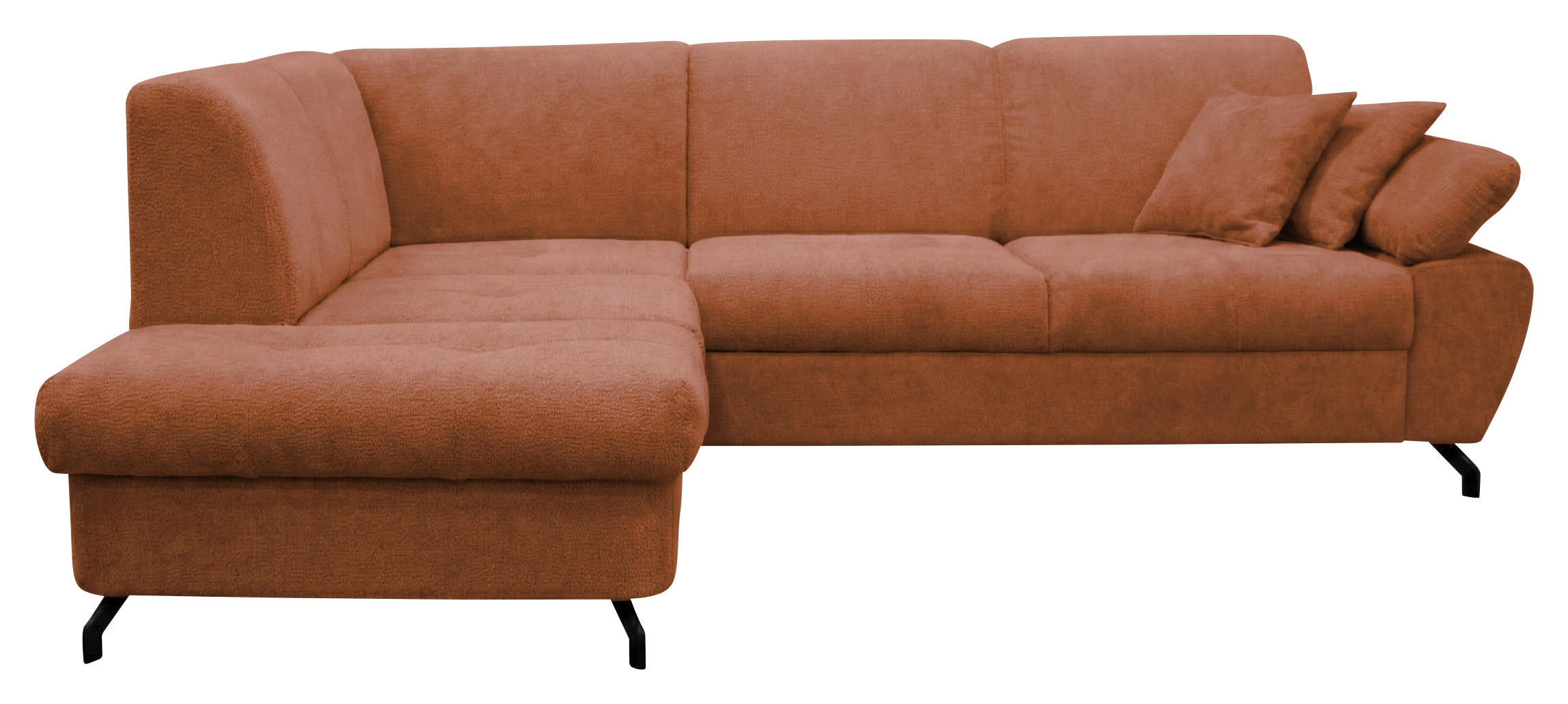 ECKSOFA CORA in Chenille Rot  198/261 cm  - Rot/Schwarz, Design, Textil/Metall (198/261cm) - MID.YOU