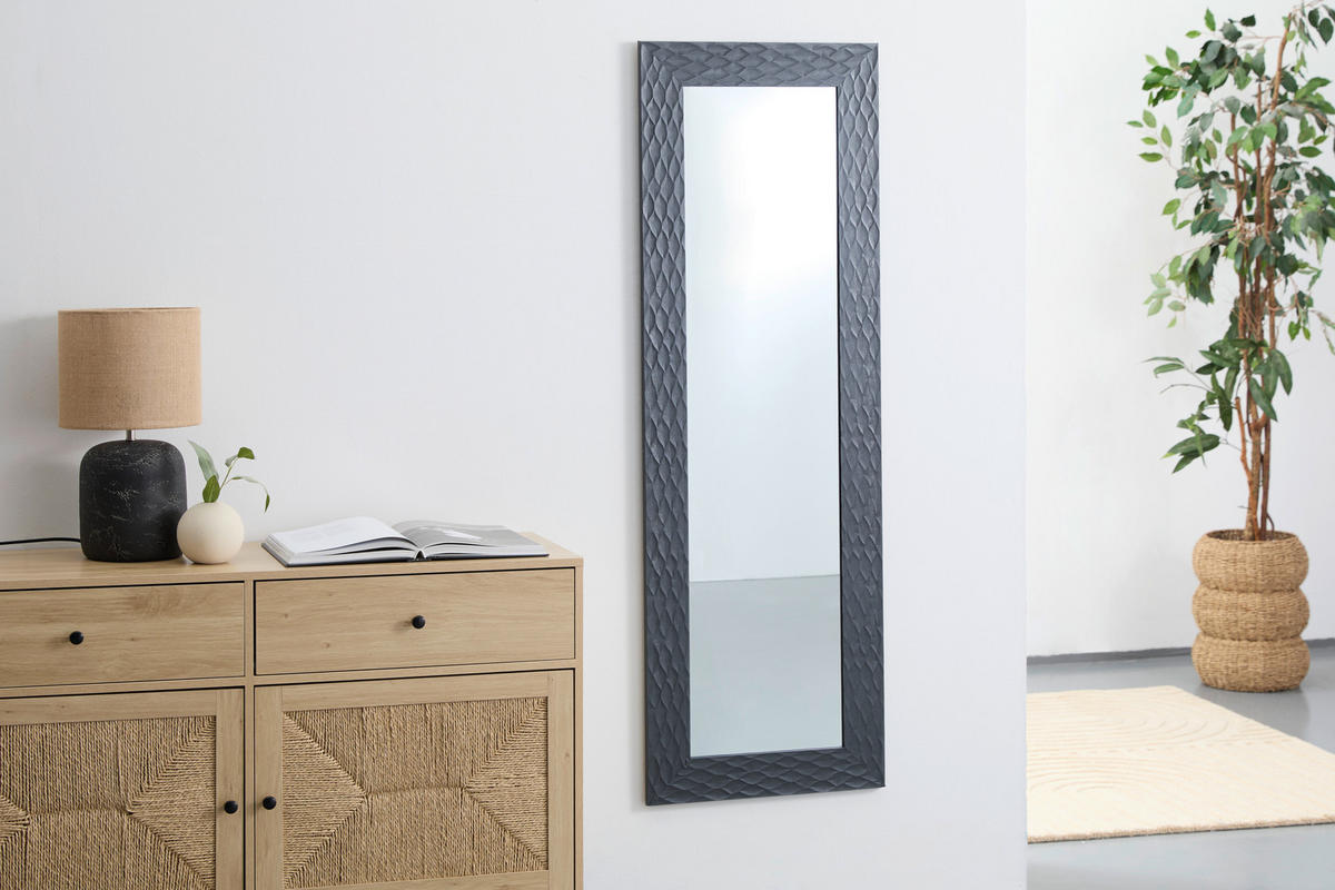 WANDSPIEGEL 50/150/1,6 cm  - Silberfarben/Schwarz, Lifestyle, Glas/Holzwerkstoff (50/150/1,6cm) - Carryhome