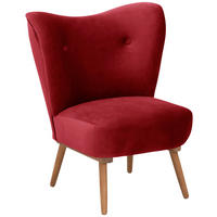 SESSEL in Samt, Velours Rot  - Rot/Erlefarben, Design, Holz/Textil (74/72/90cm) - Max Winzer