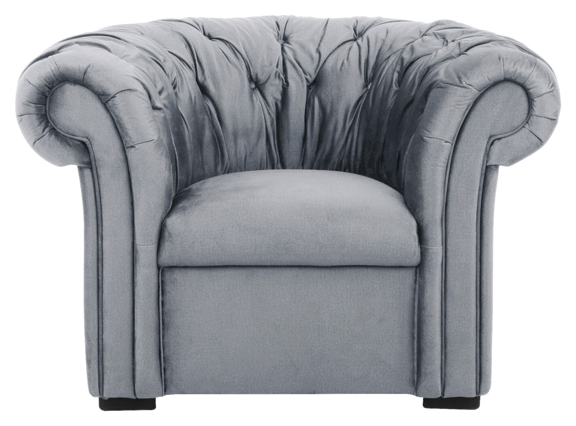 CHESTERFIELD-SESSEL in Velours Grau - Schwarz/Grau, Design, Holz/Textil (114/78/91cm) - MID.YOU