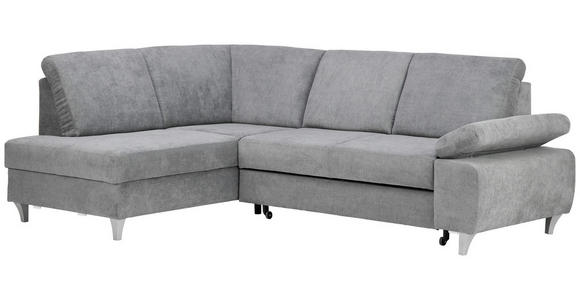 ECKSOFA in Flachgewebe Dunkelgrau  - Dunkelgrau/Silberfarben, KONVENTIONELL, Holz/Textil (186/255cm) - Cantus