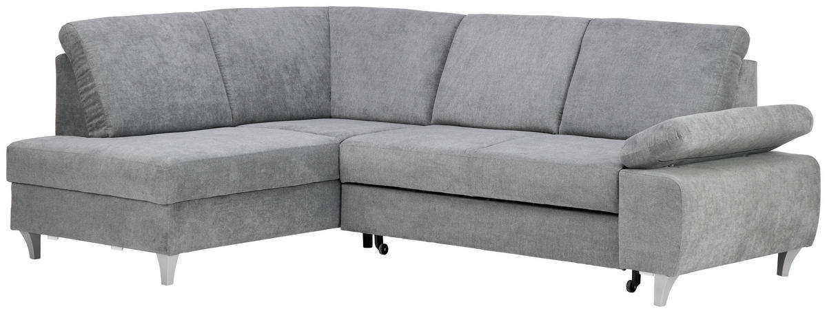 ECKSOFA in Flachgewebe Dunkelgrau  186/255 cm  - Dunkelgrau/Silberfarben, KONVENTIONELL, Holz/Textil (186/255cm) - Cantus