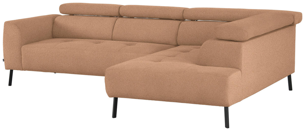 ECKSOFA in Webstoff Rostfarben  280/205 cm  - Rostfarben/Schwarz, Design, Textil/Metall (280/205cm) - Xora