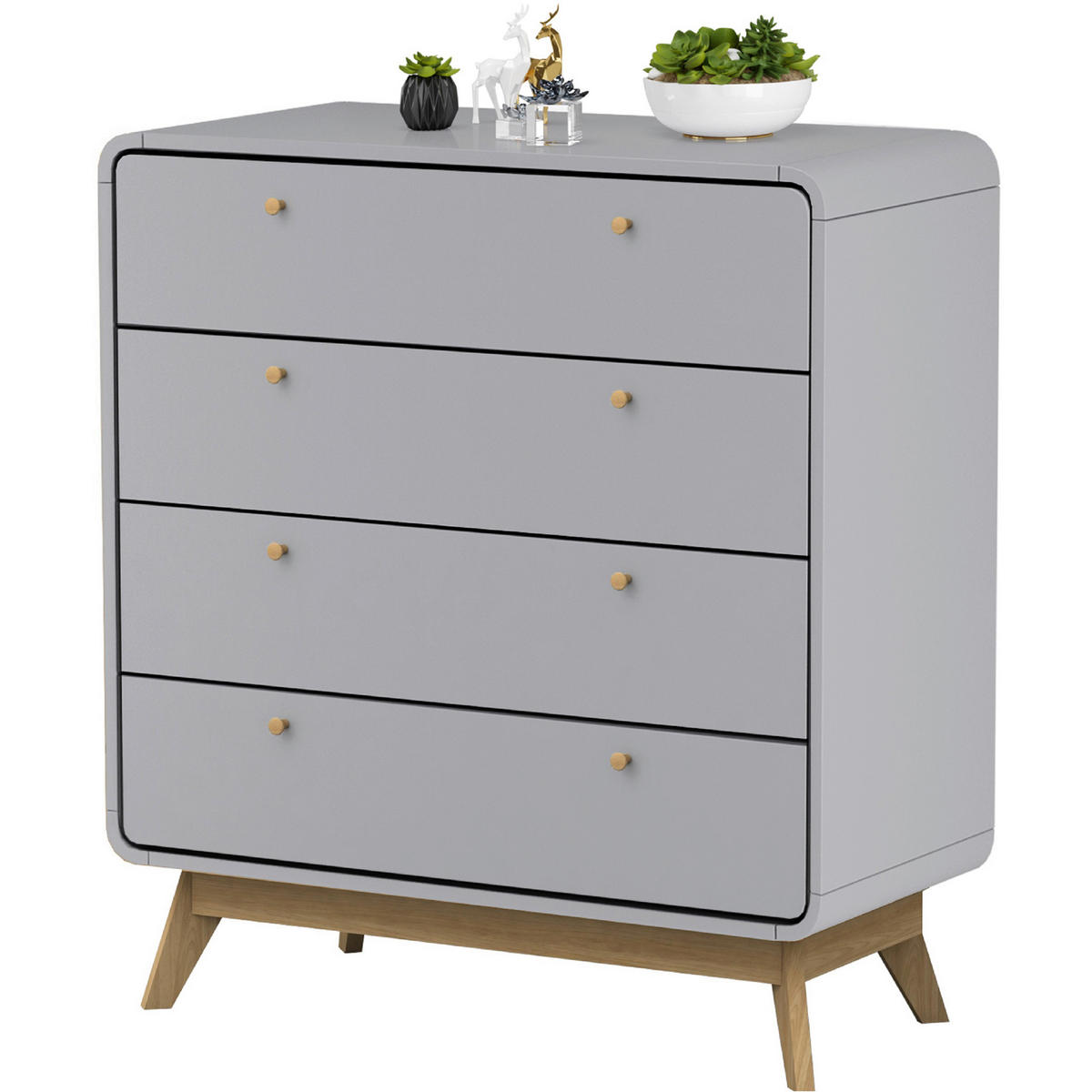 KOMMODE Cassie  in 80/88/39 cm  - Eichefarben/Grau, Design, Holzwerkstoff (80/88/39cm) - MID.YOU