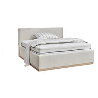 POLSTERBETT 180/200 cm,  in Creme, Hickory, Beleuchtung, Lattenrost, Bettkasten,  - Birkefarben/Creme, Design, Holz/Textil (180/200cm) - Lomoco