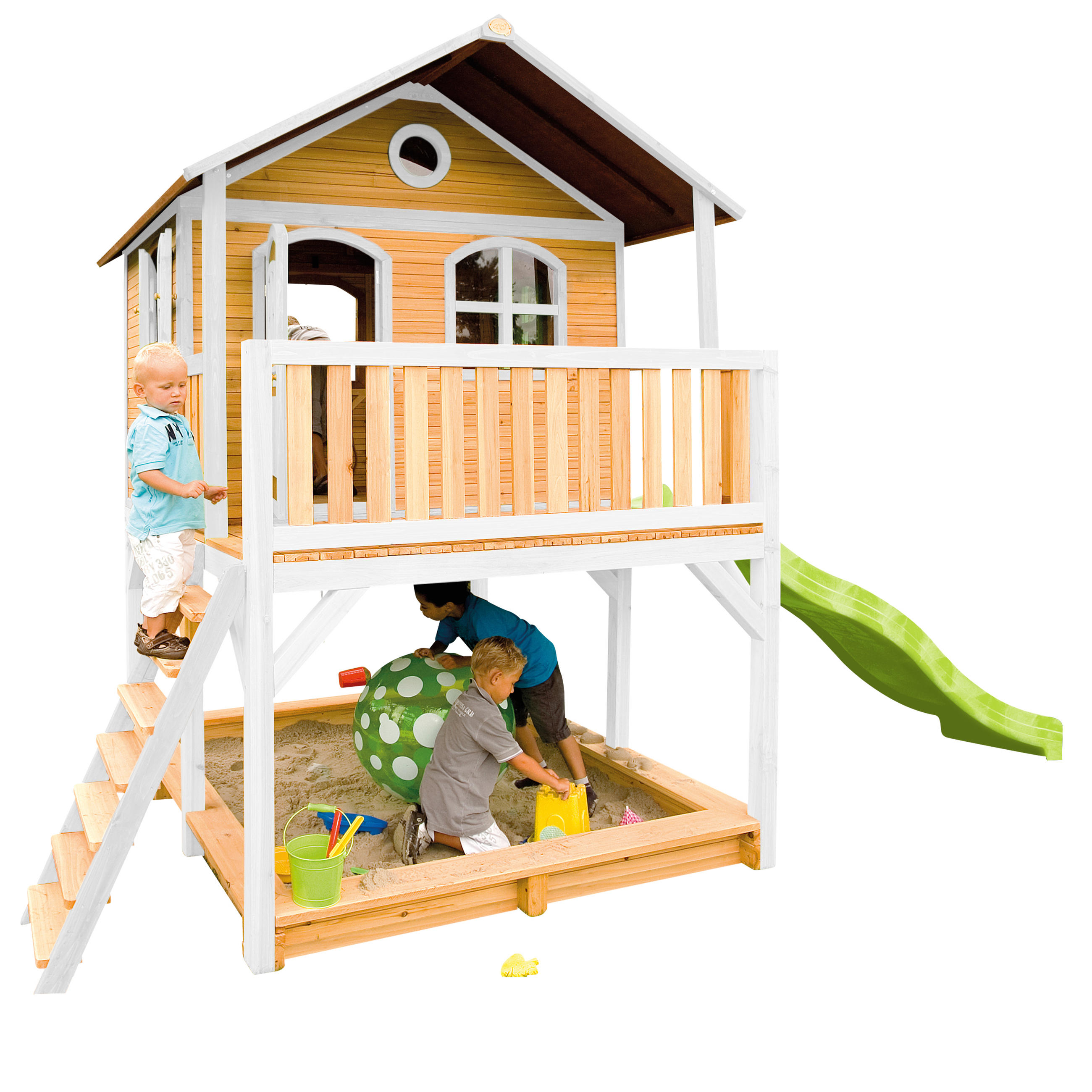 SPIELTURM  - Braun/Weiß, Basics, Holz/Kunststoff (432/293/212cm) - Ambia Garden