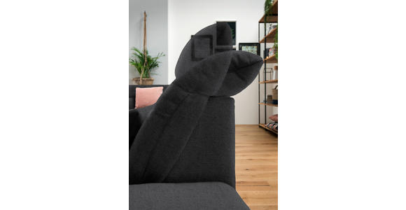 WOHNLANDSCHAFT  in Mikrofaser Graphitfarben  - Chromfarben/Graphitfarben, Design, Kunststoff/Textil (211/350/204cm) - Xora