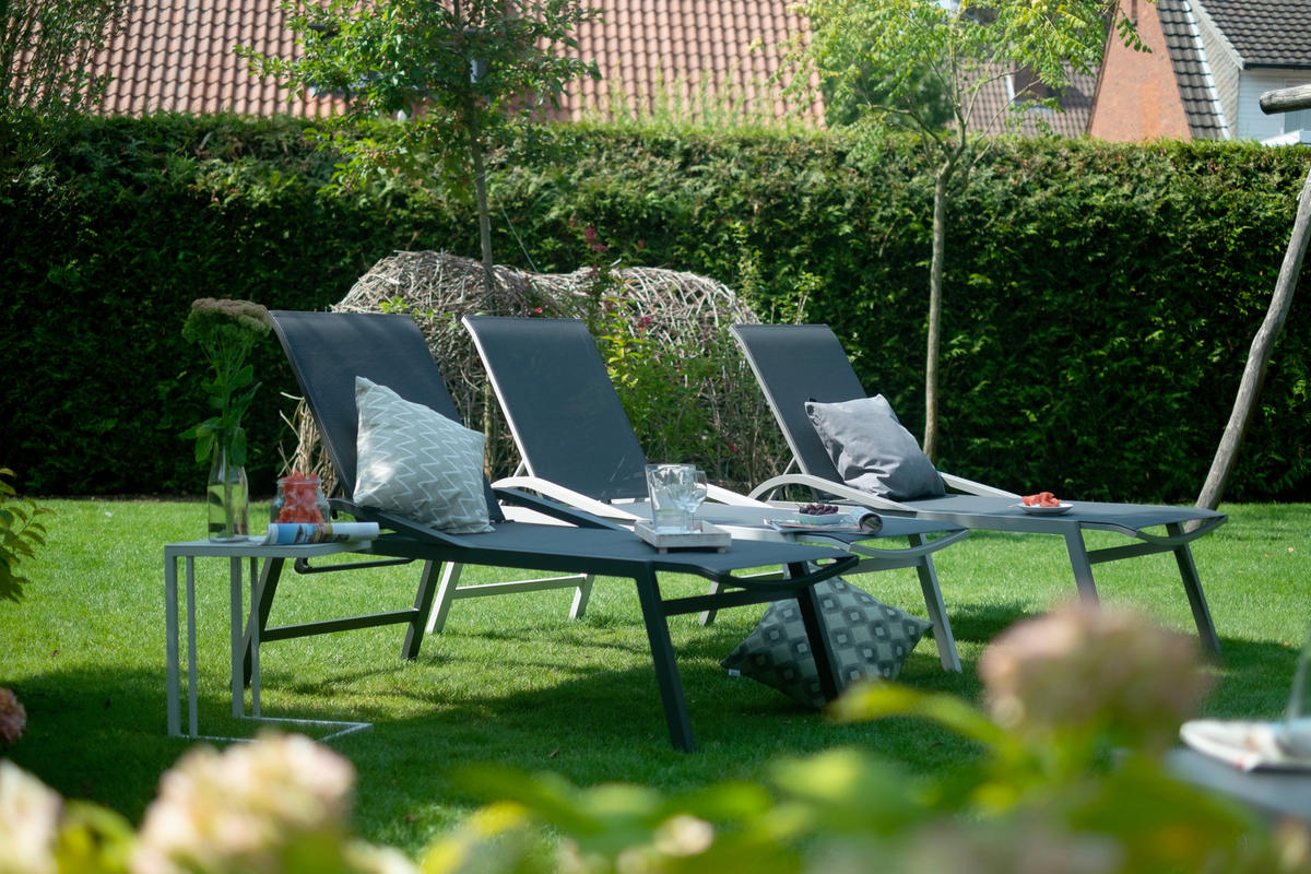 GARTENLIEGE 64,5/117/176,5 cm  - Anthrazit, Basics, Kunststoff/Metall (64,5/117/176,5cm) - Siena Garden