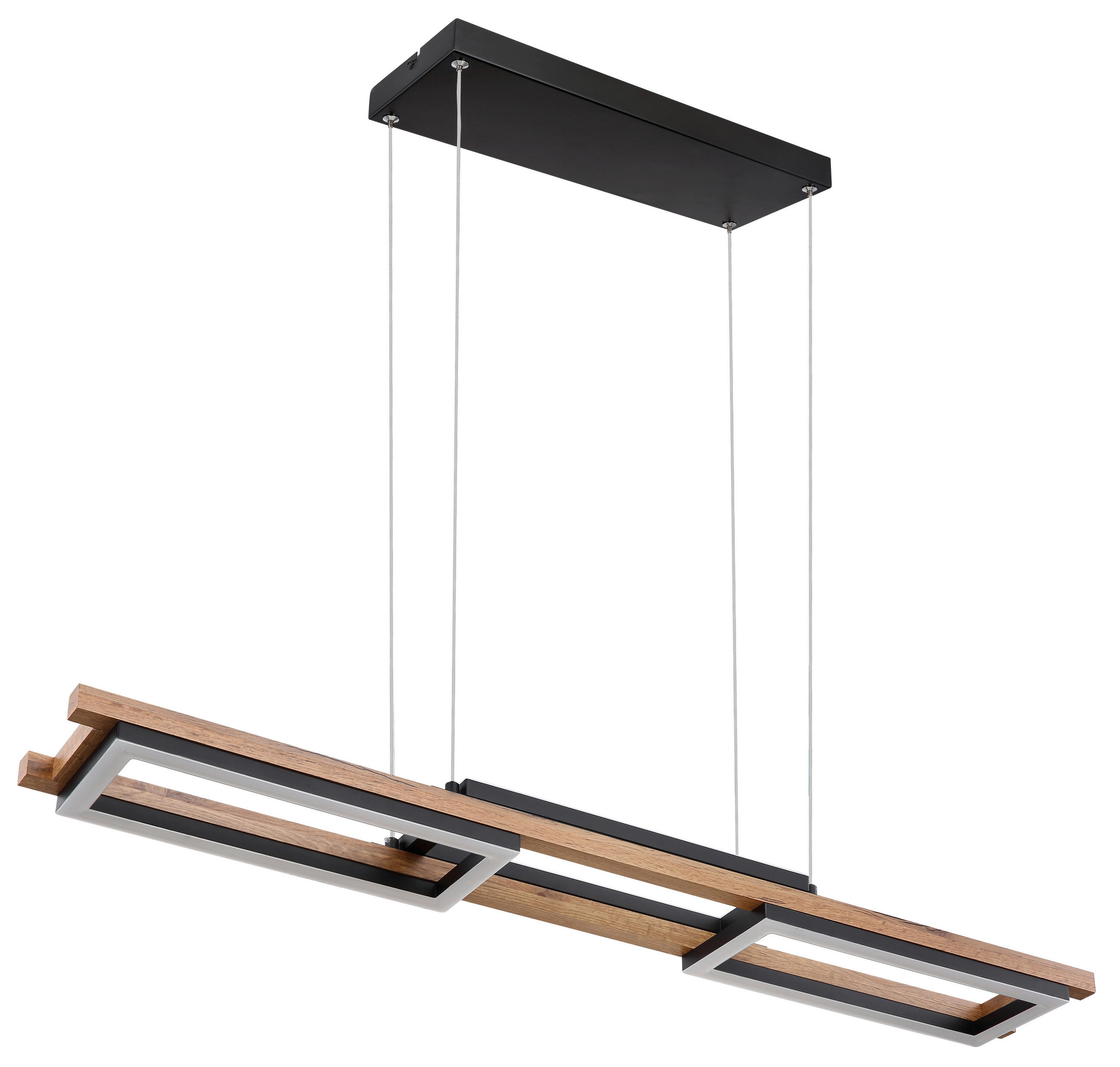 ZÁVĚSNÉ LED SVÍTIDLO, 100/14/120 cm - tmavě hnědá/černá, Design, kov/kompozitní dřevo (100/14/120cm) - Globo
