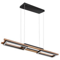 ZÁVESNÉ LED SVIETIDLO, 100/14/120 cm  - čierna/opálová, Design, kov/kompozitné drevo (100/14/120cm) - Globo