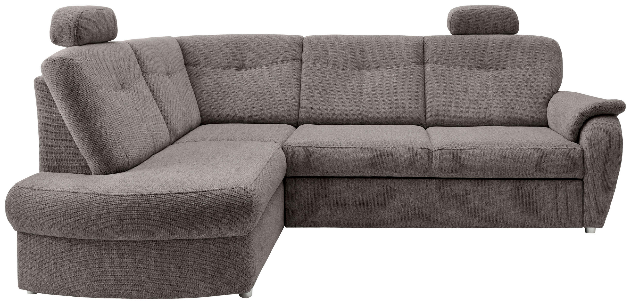 ECKSCHLAFSOFA Chenille Graubraun  - Chromfarben/Graubraun, MODERN, Kunststoff/Textil (180/264cm) - Livetastic