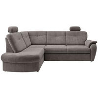 ECKSCHLAFSOFA  mit Liegefunktion, seitenverkehrt erhältlich, Schlafen auf Sitzhöhe, Rücken echt, Armteil rechts Chenille Graubraun  - Chromfarben/Graubraun, MODERN, Kunststoff/Textil (180/264cm) - Livetastic