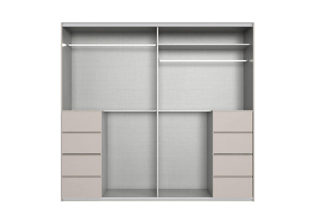 SCHWEBETÜRENSCHRANK  in Grau, Sahara  - Grau/Sahara, KONVENTIONELL, Glas/Holzwerkstoff (225/208/64cm) - Boxxx