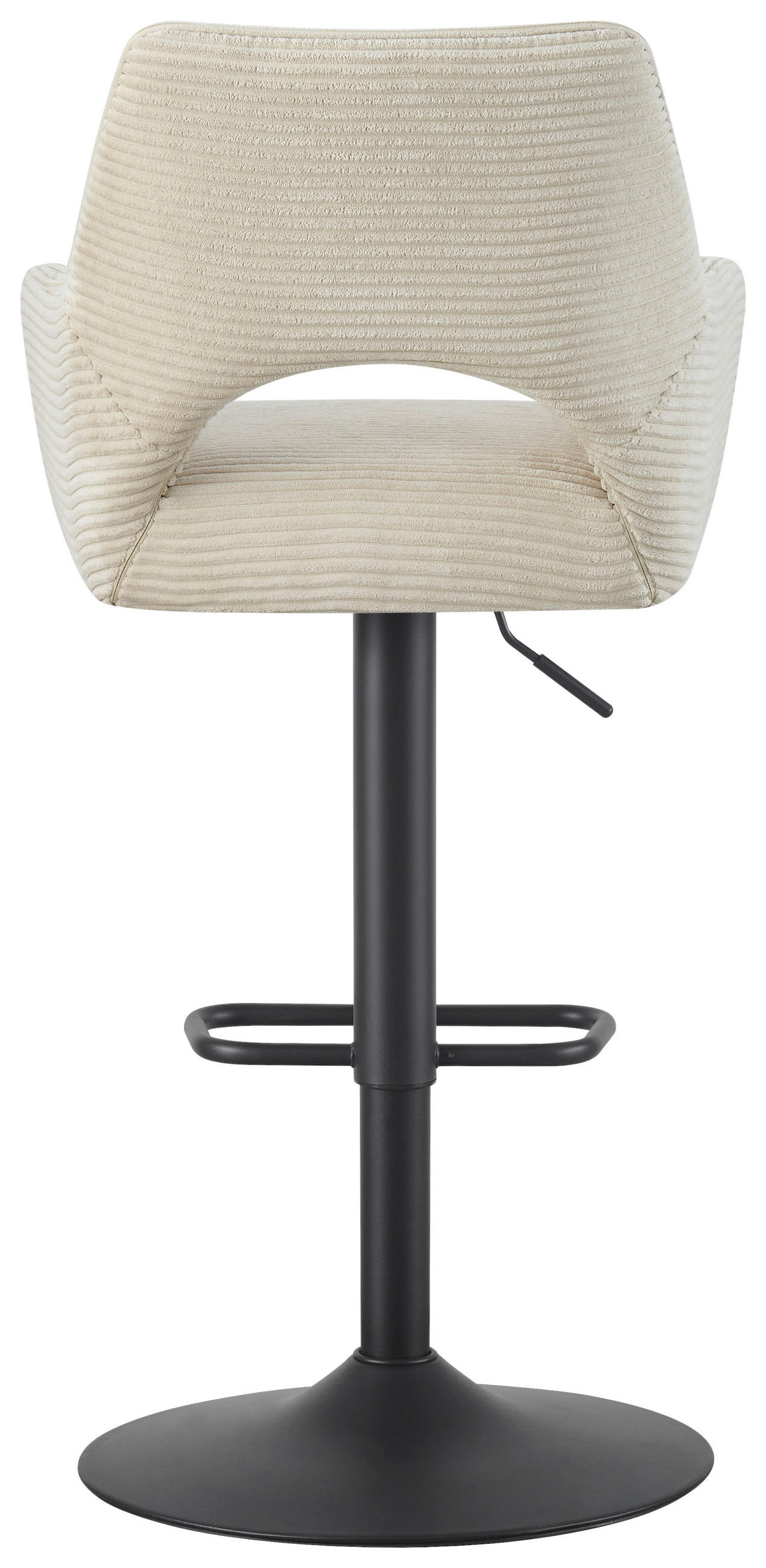 BARHOCKER Cord Schwarz, Beige Eisen Sitzfläche 360° drehbar, inklusive Armlehnen  - Beige/Schwarz, Design, Textil/Metall (56/102-123/58cm) - Hom`in