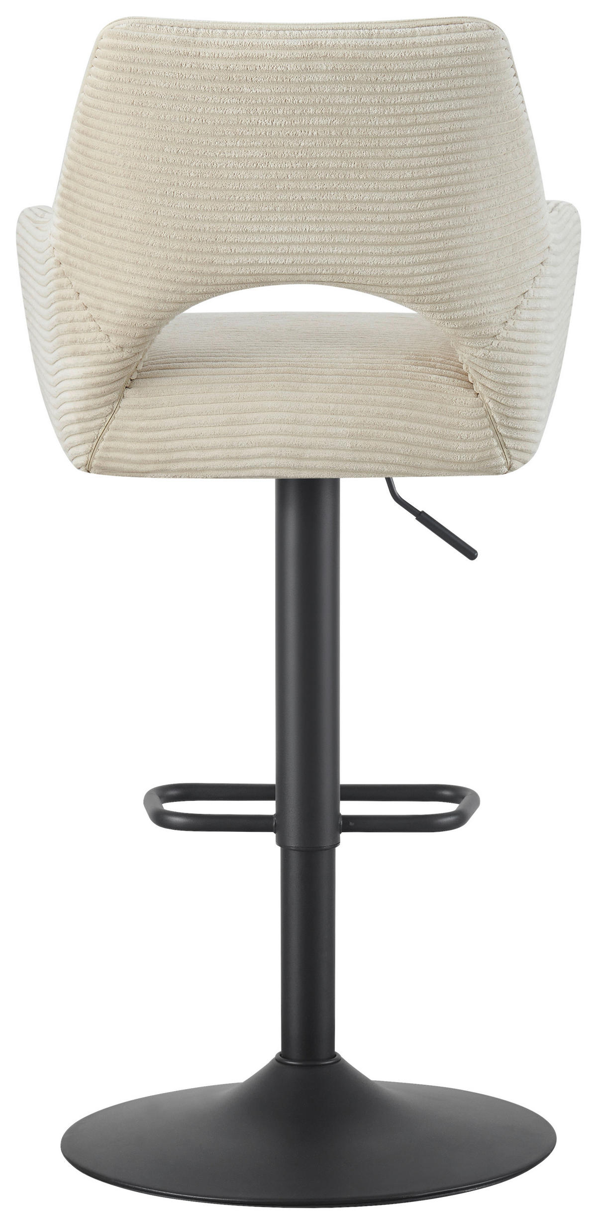 BARHOCKER Cord Schwarz, Beige Eisen Sitzfläche 360° drehbar, inklusive Armlehnen  - Beige/Schwarz, Design, Textil/Metall (56/102-123/58cm) - Hom`in
