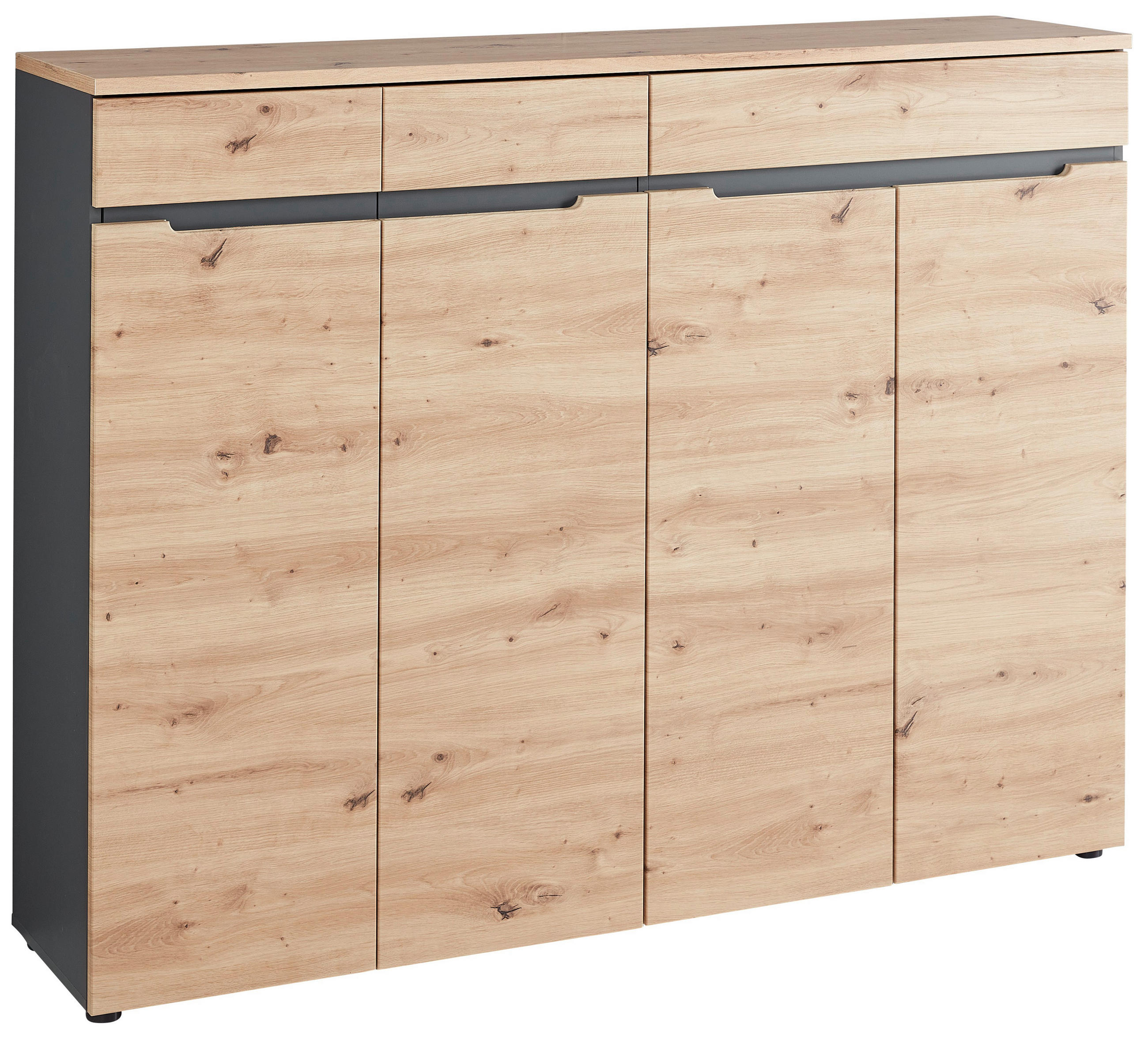 SCHUHSCHRANK Eiche Artisan - Schwarz/Eiche Artisan, Design, Holzwerkstoff/Kunststoff (160/124/38cm) - Voleo